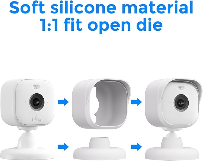 Camera Cover Compatible Blink Mini Silicone Skin Case, Anti-Scratch Protective Blink Mini Cover Bracket, Weather-Proof 360 Degree Protective Adjustable Indoor/Outdoor Small Mount (White)