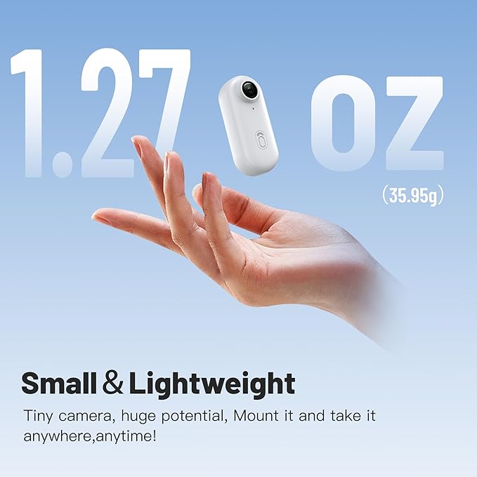 Meoilkolnm Mini Body Camera, Wearable Action Body Cam, Thumb Size Hands Free Recording Body Worn Camera, Premium Portable Camcorder Mount Anywhere for Pet Walking, Work, Travel (White, 128GB)