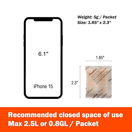 5g x 120 packs Fonday Rechargeable Silica Gel Desiccant Packets Fast Reactivate Desiccant Bags Moisture Indicating Orange to Green