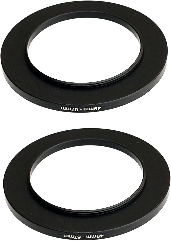 (2 Pcs) 49-67MM Step Up Ring Adapter, 49mm to 67mm Filter Ring, 49 mm Male 67 mm Female Stepping Up Ring for DSLR Camera Lens and ND UV CPL Infrared Filters