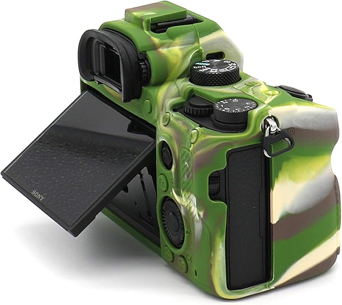 Professional Secure Soft Silicone Camera Case Bag Housing Rubber Body Skin for Sony Alpha A7iii a73 A7R3 A7Riii a7R Mark III a7 Mark III Digital SLR Camera Protective Case (Army Green)