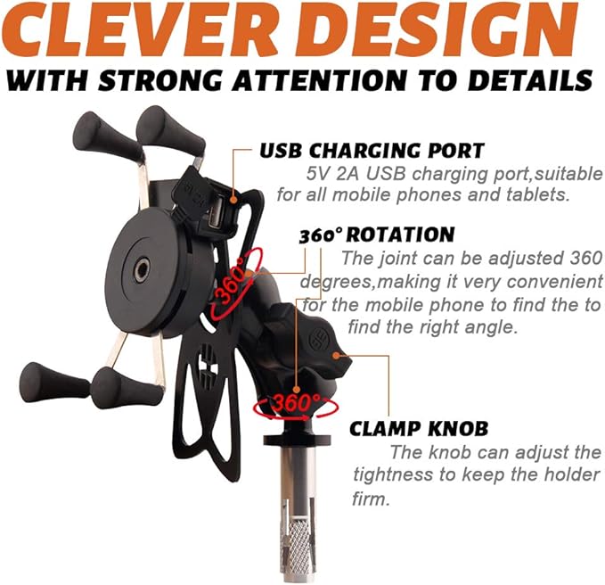 Motorcycles Phone Mount with Charger Mobile Phone Holder GPS Navigation Bracket for BMW S1000RR Suzuki GSX 1300R Hayabusa GSX-R 600 750 1000 Yamaha YZF Kawasaki Ninja Honda CBR -2023 New