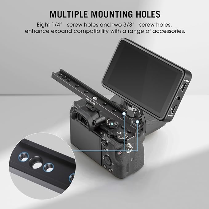 7 Inch Cold Shoe Mount Bracket Cold Shoe Extension Bar, Aluminum Sliding Rail Hot Shoe Mount Bracket with 1/4" & 3/8" Thread for DSLR Camera LED Video Light Microphone Monitor (62033)