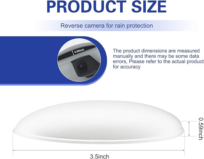 Car Rear View Camera Cover, Wider Longer Waterproof Protective Shield for Clear Imaging, ABS Anti-rain Reversing Cam Guard with Self-adhesive, Universal Exterior Modification for Cars (White)
