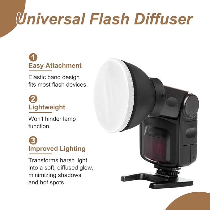 PATIKIL 6.3" x 6.3" Soft Mini Flash Diffuser Cap, 2 Pack Universal Elastic Flash Diffuser Cover for DSLR Camera Flashlight, White