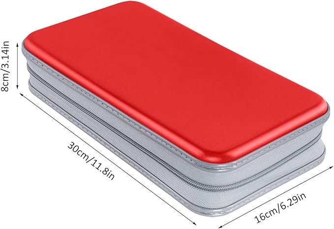 CD Case Holder, 80 Capacity CD/DVD Case Holders Wallet Hard Plastic CD DVD Disc Cases Storage Binder for Car Home Office Travel (Red)