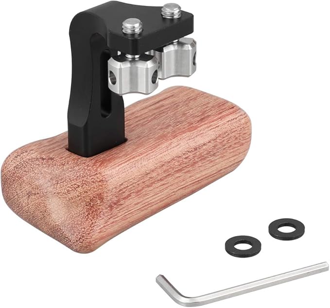 CAMVATE Wooden Handle Grip with 1/4"-20 Thumbscrew Knob for DSLR Camera Cage Rig (Left Hand) - 2218