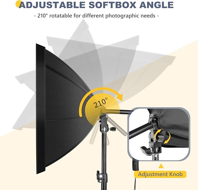 Torjim Softbox Photography Lighting Kit, 20'' x 20'' Professional Softbox Lighting Kit with 85W 3000-7500K LED Bulbs, Studio Lights for Photography/Video Recording/Live Streaming