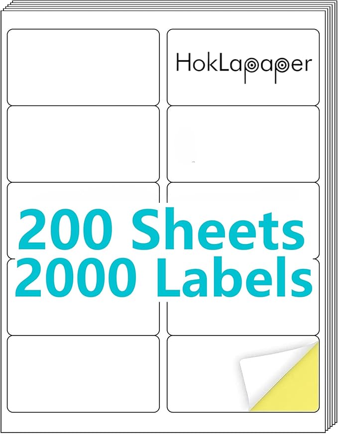 2" x 4" Shipping Labels,Printable White Mailing Labels for Laser/Inkjet Printer,Permanent Adhesive Sticker Labels(200 Sheets,2000 Labels)