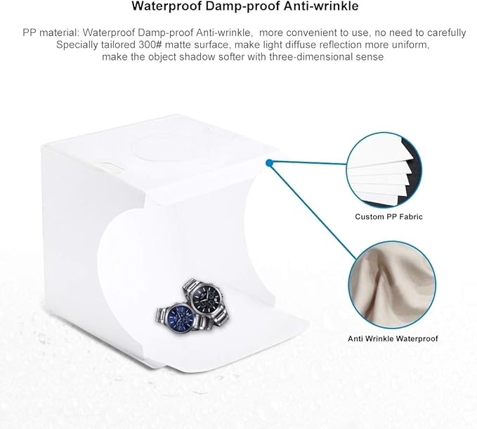 PULUZ Mini Photo Studio Light Box, Portable Folding Photo Shooting Tent with 2 LED Panels and 6 Colors Backdrops,Light Box Photography for Small Size Products
