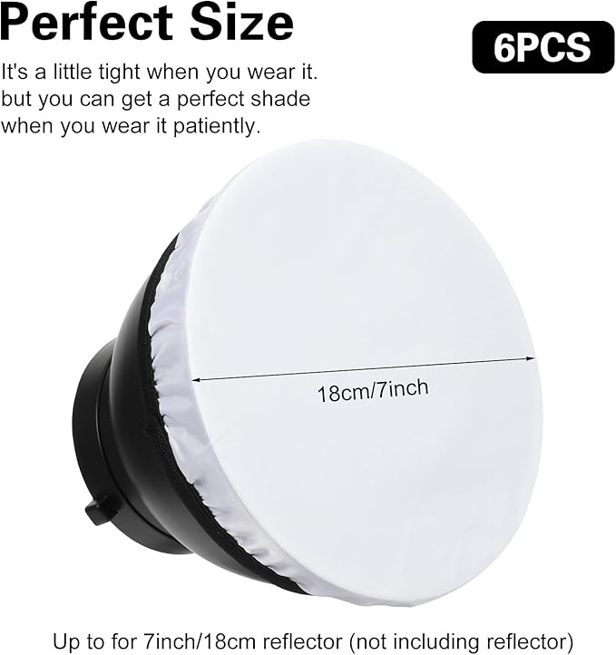 7"/18cm Light Diffuser,Soft Diffuser Lamp Cover White Lamp Shade Diffuser,Great for Studio Strobe Reflectors, Video Shooting (6Pcs)