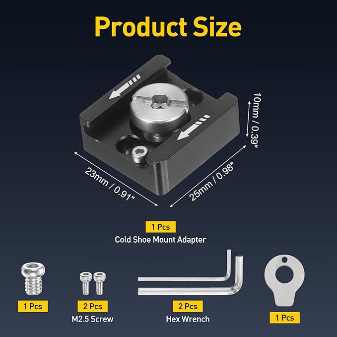 Cold Shoe Mount Adapter, Cold Shoe Extension Extender with 3/8" Screw for Camera Flash LED Light Monitor Microphone Audio Recorder