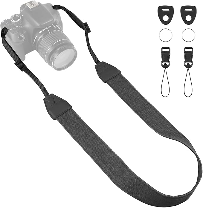Universal Camera Strap - Camera Neck Strap, Adjustable Shoulder Straps Compatible with Canon, Fujifilm, Nikon, Olympus, Panasonic and other SLR and mirrorless cameras - Black