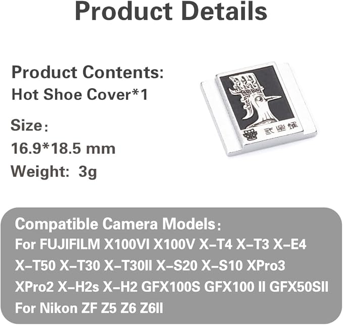Camera hot Shoe Cover for Nikon z9 z8 z7 z50 z30 zf d3500 d810 d610 (sanxingdui Bird)