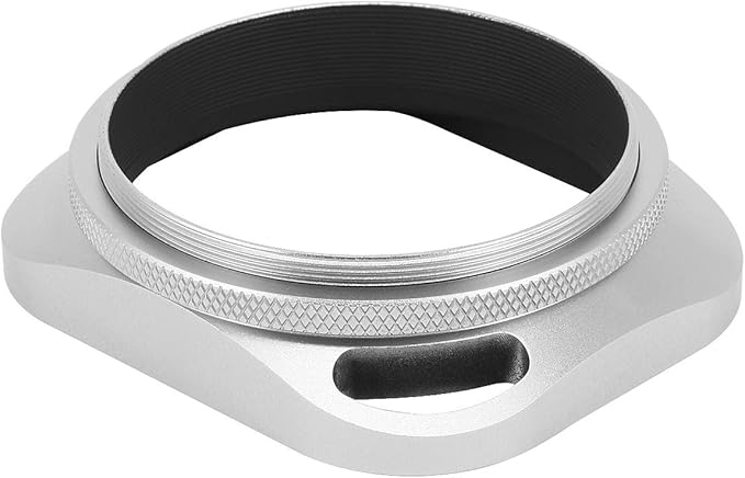 Haoge LH-W55P 55mm Square Metal Screw-in Lens Hood Hollow Out Designed with Cap for Leica Rangefinder Camera with 55mm E55 Filter Thread Lens Silver