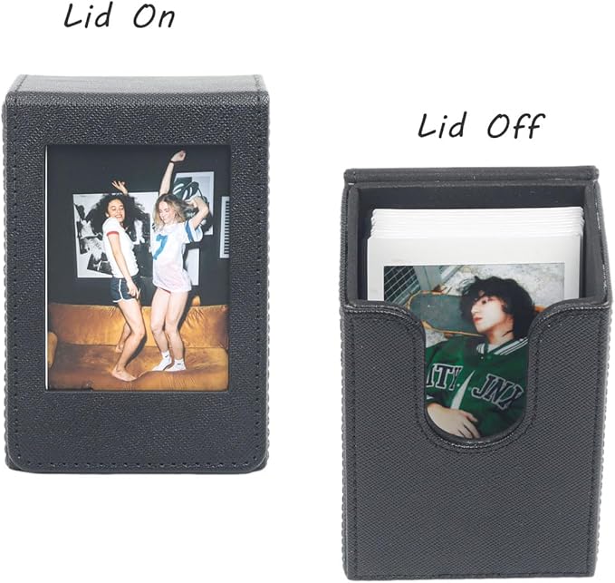 Orga'Neat Picture Holder Storage Case for Fujifilm Instax Mini Film 12/11/90/40/9/8/7/7+/EVO, PU Leather Photo Holder with Pocket Outside, up to 50 Photos (Black)