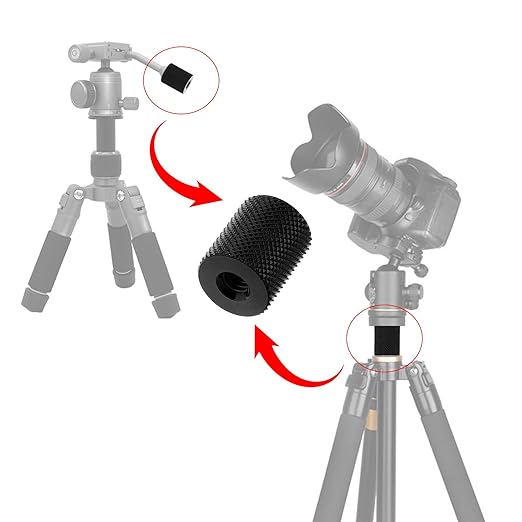 1/4 to 3/8 Tripod Camera Screw Converter, 4 Pcs Double Female Thread 3/8 Female to 1/4 Female Adapter Cylinder Screw Thread Photography Nut Accessories Suitable for Electric Rails and Light Stands