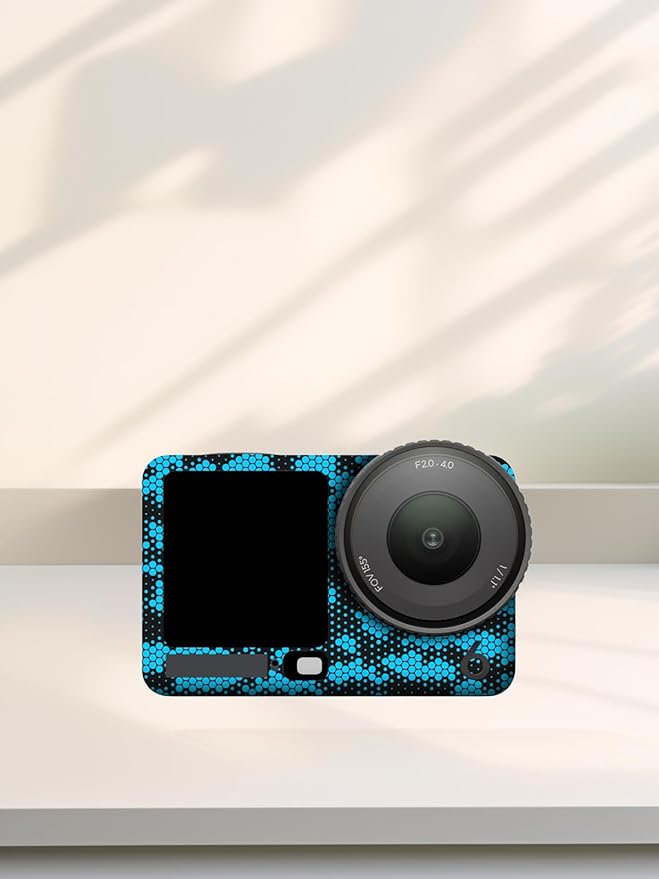ZBAGUG for DJI Action 6 Skin Full Body Wrap, Anti-Scratch Waterproof Protective Sticker, Full Coverage Action Cam Wrap, for DJI Action 6 Accessories, Black Blue