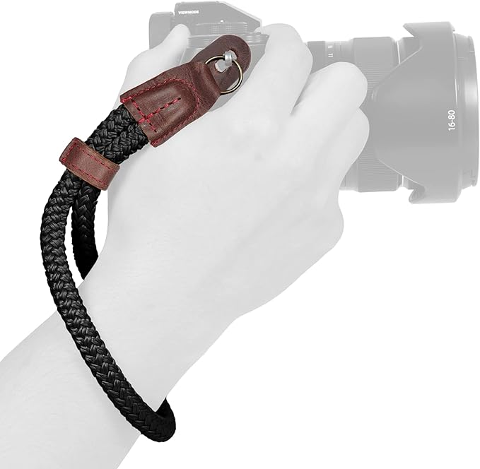MegaGear MG939 Cotton Camera Hand Wrist Strap Comfort Padding, Security for All Cameras (Small23cm/9inc), Black