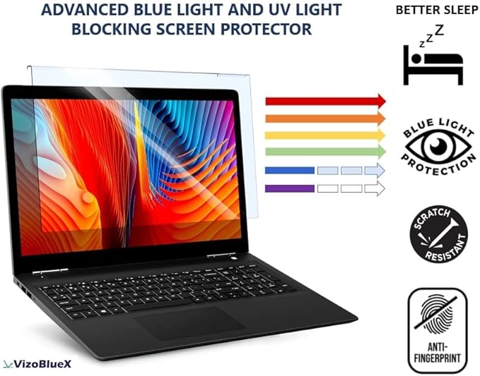 VizoBlueX - 14 inch Diagonal Blue Light Blocking Screen Protector Filter. Panel LED PC Laptop Anti-UV Eye Protection Panel Cover - Widescreen Laptop Frame Hanging Type (W 12.4" X H 8.0")