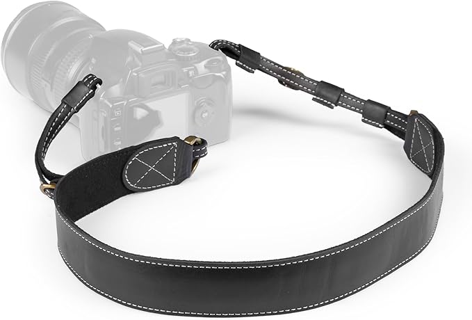 MegaGear Personalized Genuine Leather Camera Strap Custom Engraved DSLR & SLR Shoulder/Neck Strap