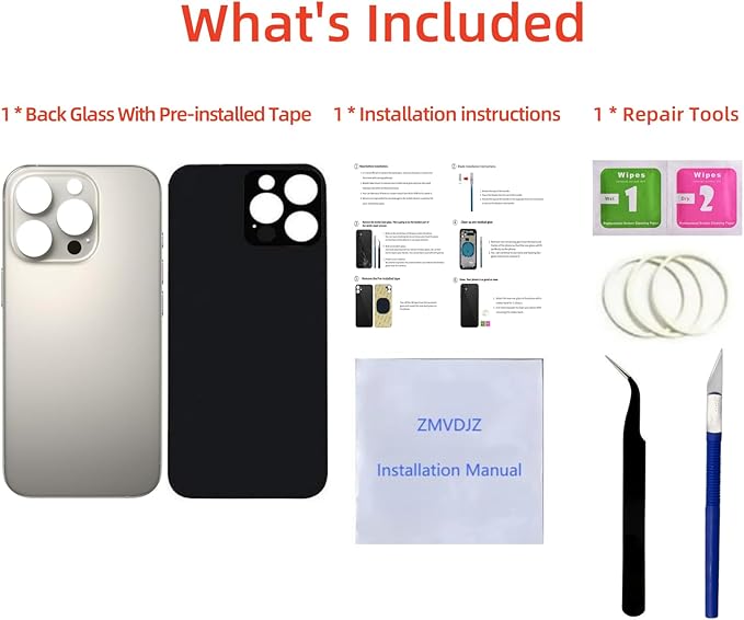 16 Pro Max Back Glass Replacement for iPhone 16 Pro Max Back Cover Glass (Natural Titanium, 6.9 inches) with Pre-Installed Tape +Installation Instruction + Repair Tools (Natural Titanium)