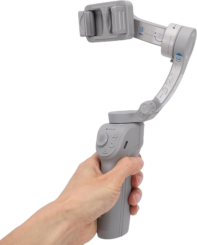 PUSOKEI 3-Axis Phone Gimbal Stabilizer with AI Tracking & Fill Light, Foldable Handheld for Vlog Video Recording, 8-Hour Battery, Compatible with Smartphones