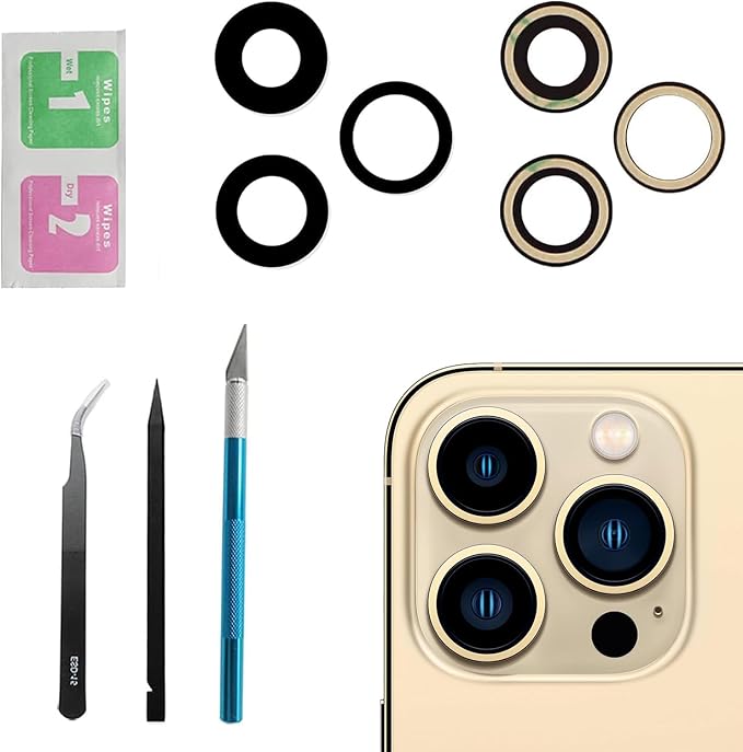 iPhone 13 Pro 3pc Singer Camera Lens Replacement Set - Glass & Sapphire Adhesive, Toolkit Included