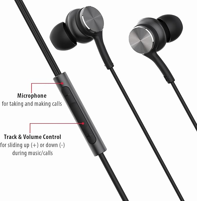 Maxell USB-C Wired Earbuds with USB-A Adapter, Built-in Microphone with Volume and Track Control, Compatible with All Devices with a USB-C and/or USB-A Port, Immersive Digital Chipset, Black, 197299