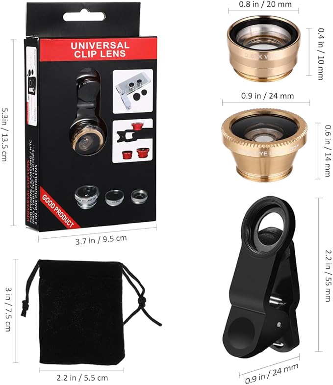 Phone Camera Lens Macro Lens for Fisheye Camera Magnetic Earbuds Phone Accessories Kit Smartphones Clip for Cell Tech Wide Angle