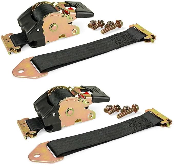 DC Cargo Mall E Track Retractable Ratchet Straps - E-Track and Bolt-On Mounting Options (2 Pack) 2" x 10' - 4,000 lbs Break Strength Heavy Duty Auto Self Retracting Tie Down Straps