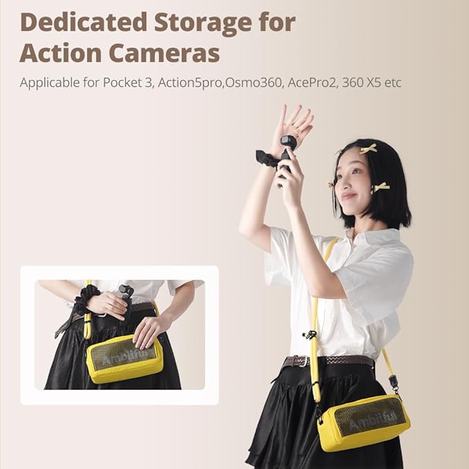 AMBITFUL Neo One N1 Action Camera Bag, Waterproof Crossbody Shoulder Pouch Compatible with DJI Osmo Pocket 3, Xtra Muse, Insta360 Ace Pro 2, GoPro 13, DIY Strap Design,Yellow