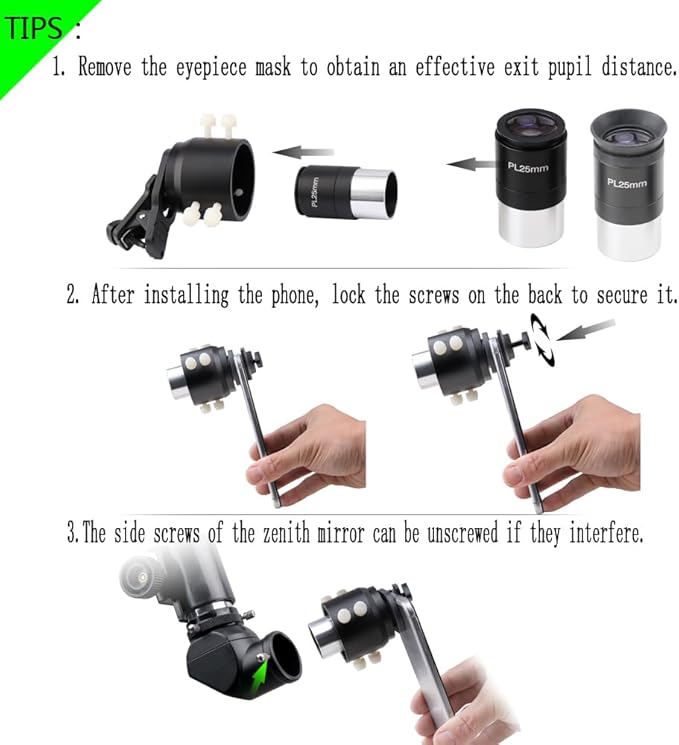 Smartphone Telescope Adapter with Polarizing Filter - Photo Adapter - for Photography and Video Recording - Compatible with 1.25" Eyepieces - Enhanced Astrophotography Kit