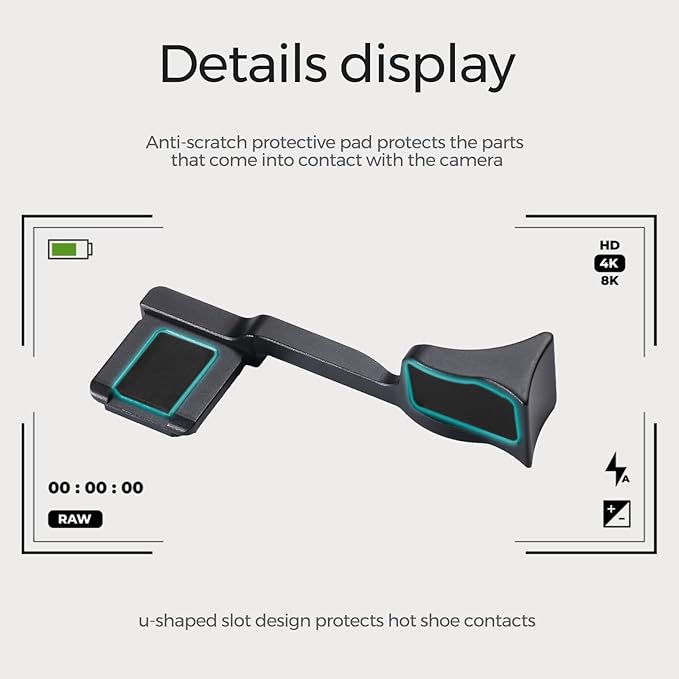Metal Thumb Grip with Hot Shoe Cover for Leica Q3, Q3 (43) Camera Hot Shoe Thumb Hand Grip Photography Accessories (Black)