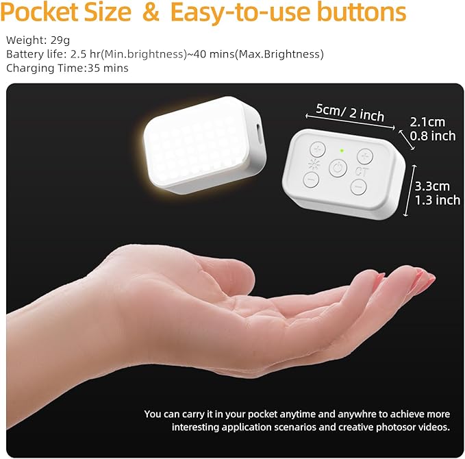 Fotorgear Universal Magnetic Selfie Light for All Smartphones & Gimbals, Slim LED Vlog Fill Light with 3 Color modes, Compatible with iPhone DJI, Insta360