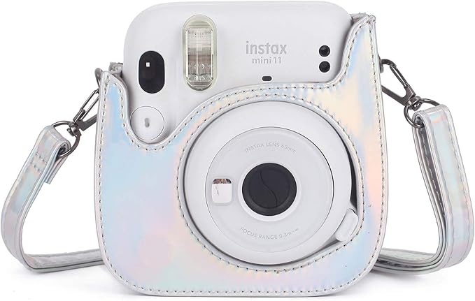 Phetium Instant mini 12 Camera Protective Case Compatible with Instax Mini 12 11,PU Leather Bag with Pocket and Adjustable Shoulder Strap (Magic Silver)