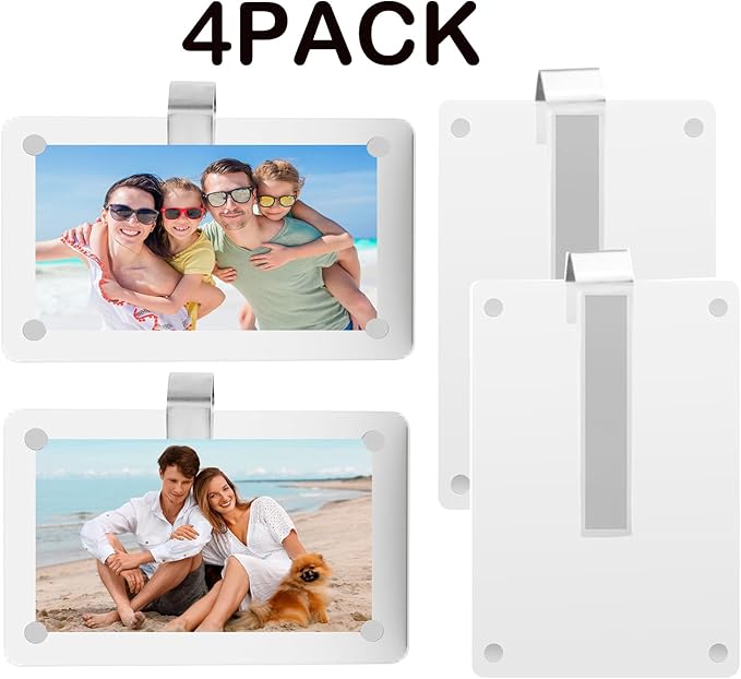 4 Pack Car Sun Visor Photo Holder, Acrylic Magnetic Personalized Photo Holder car Picture Frame, Photo Car Visor Clip, Personalized Car Accessories That Can Be Used to Add Personal Photos (size A)