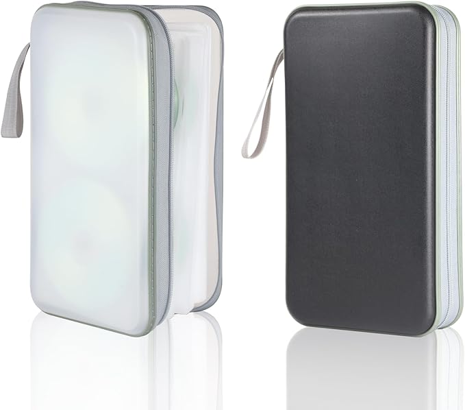 YILAG CD Case DVD Storage 2 Pack,100 Capacity DVD Cases Holder CD Storage Case Holders Plastic CD DVD Disc Case Storage Wallet Binder for Car Home Office Travel (Black&Clear)