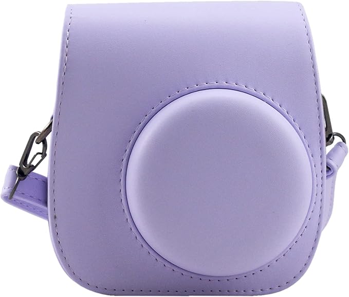 Frankmate Protective Case Compatible with Fujifilm Instax Mini 12 11 9 8 Instant Film Camera with Pocket and Adjustable Strap (Purple)
