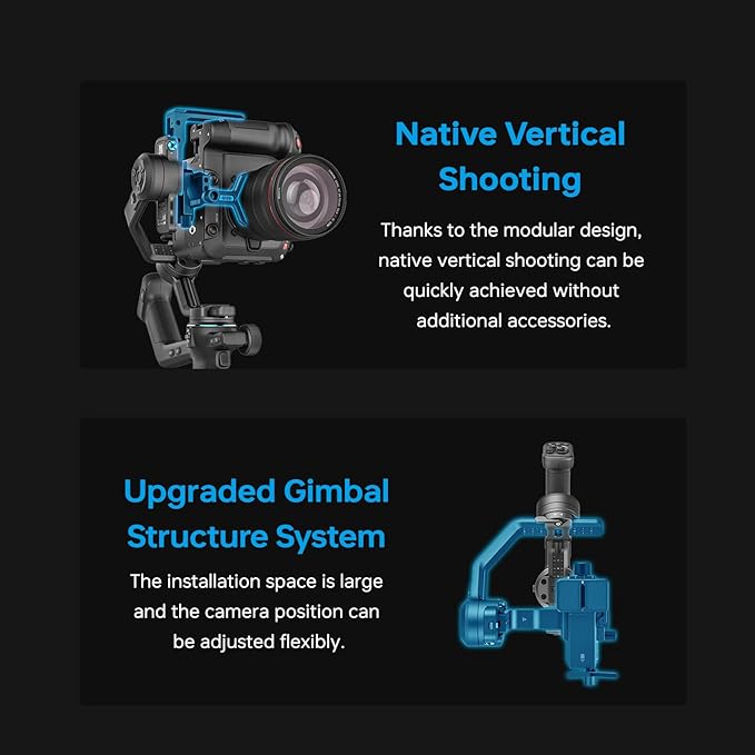 FeiyuTech SCORP-C2 Camera Gimbal Stabilizer, 3-Axis Professional Video Stabilizer with Built-in AI Tracking, 7.72lb Payload for DSLR & Mirrorless Sony A7IV Canon R5 Nikon, Native Vertical Shooting