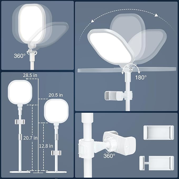 White 1Pack Video Conference Lighting for Zoom Meeting, Ring Light for Desk with Flexible Stand