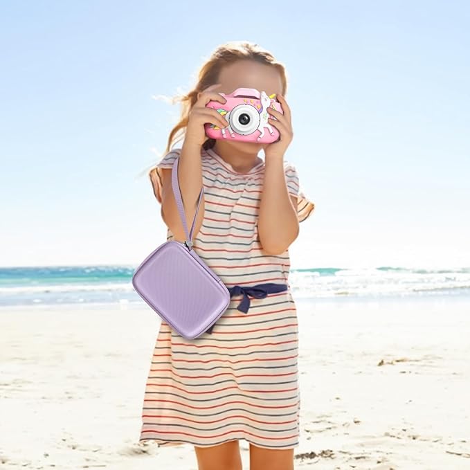 FINTIE Kids Camera Case Compatible with Goopow/Seckton/Dylanto/Mgaolo/Masterbee/CIMELR/Desuccus Kids Digital Camera Toys, Children Carrying Bag, Birthday Festival Gift, Lilac Purple