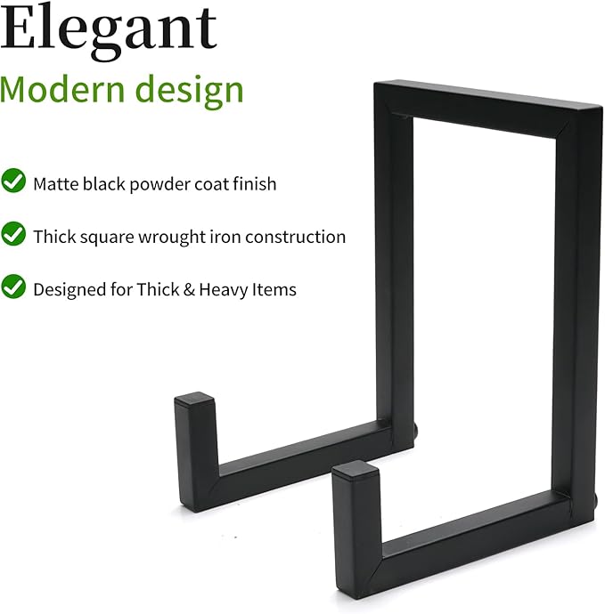 2 Pack 8 Inch Black Metal Plate Stands for Display Plate Holders for Displaying, Multi-Function Stand for Plates, Photos, Books, Artwork, Awards, Memorabilia