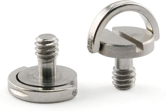 E-outstanding D-Ring Hinged Screw 2PCS 1/4-20 10mm Length Thread D Shaft Stainless Steel Camera Quick Release Plate Mounting Fixing Screws for Camera Tripod Monopod QR Plate