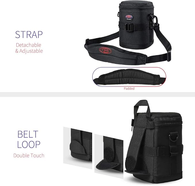 BPAULL Camera Lens Case DSLR Camera Lens Bag Fits for Canon Nikon Pentax Sony Olympus Panasonic and Other Camera Lens