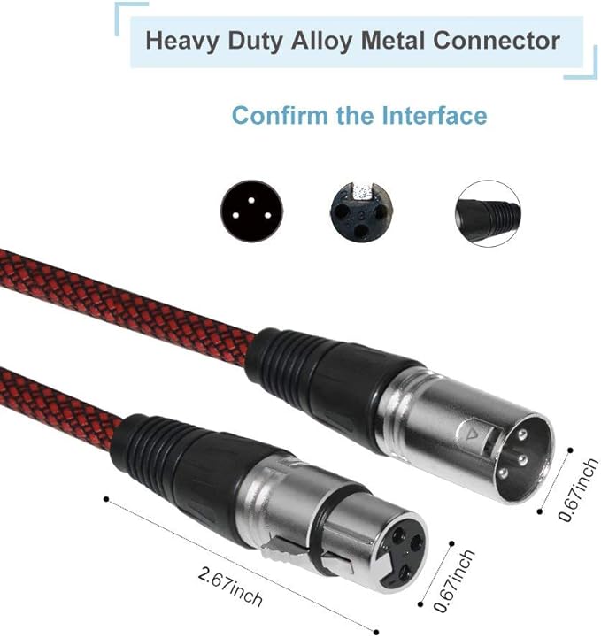 XLR Cable 200ft Male to Female, Microphone Cable 3 Pin Nylon Braided Balanced XLR Cable Mic DMX Cable Patch Cords with Oxygen-Free Copper Conductors