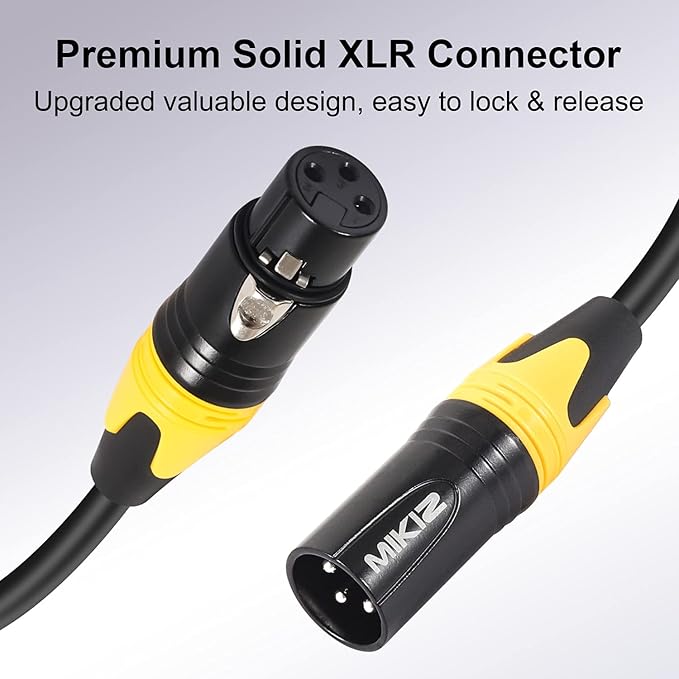 XLR Microphone Cables 6 Feet 4 Pack - Pro Balanced 3-Pin XLR Male to Female Audio Cables