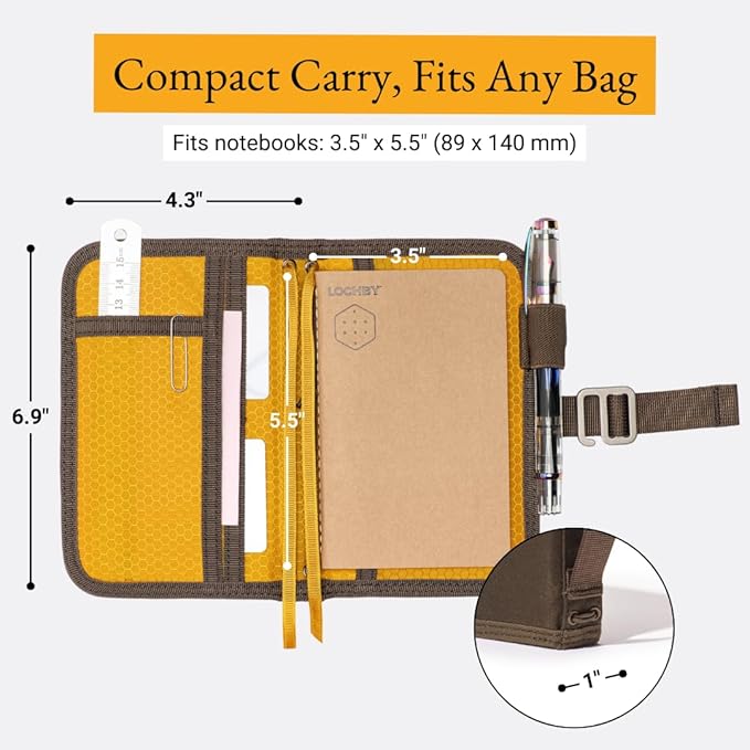 LOCHBY® Mini Field Journal | Water Resistant Waxed Canvas | Pen Loop | Included Tomoe River Notebook | Perfect for Travel, Art, Bullet Journal
