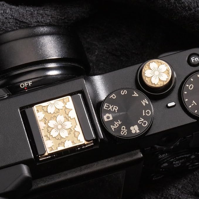 Camera Metal Hot Shoe Cover Shutter Buttons Protector Set for Fujifilm XE4/XT5/XPRO2/XA7/X100V/X100F/XA5/XE3 (Shutter and hot Shoe)