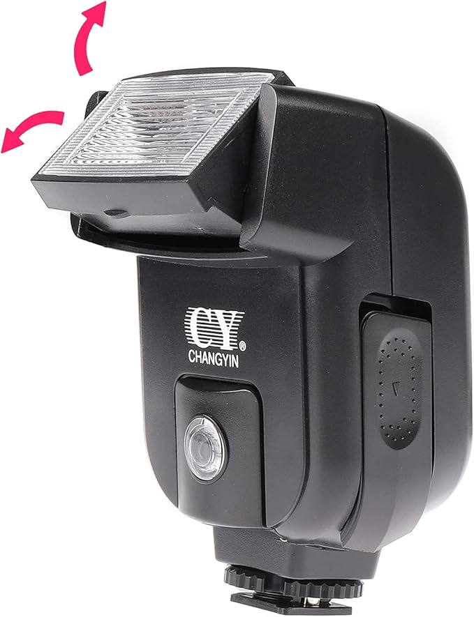 FocusFoto YINYAN CY-20 Universal Hot Shoe On-Camera Flash Speedlite Electronic Speedlight with Sync Port for Nikon Canon Panasonic Olympus Pentax Alpha Digital DSLR Camera Flash Light